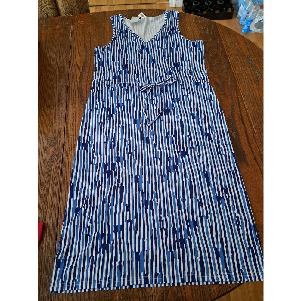 New Med West Loop Blue White Strapless Tank Strap Summer Sundres Casual Vacation